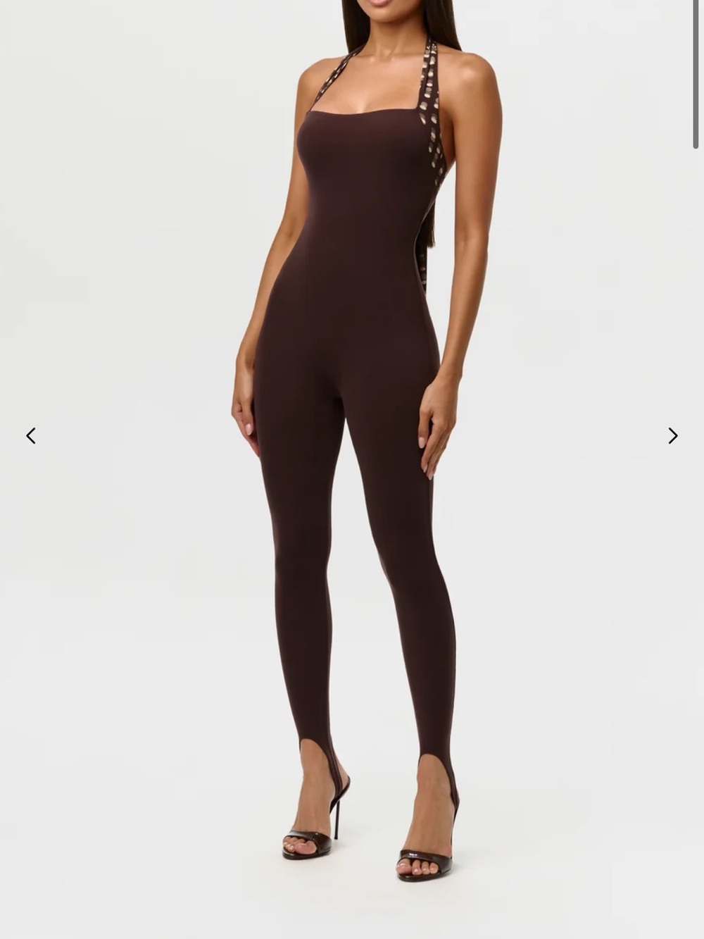 naked wardrobe Chocolate Halter Stretch Jumpsuit